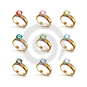 Gold Engagement Rings Red Pink Blue Green Black White Diamonds photo