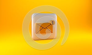 Gold Envelope icon isolated on yellow background. Received message concept. New, email incoming message, sms. Mail