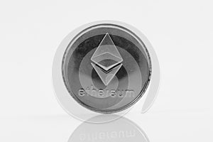 Gold Etherium Token with white background