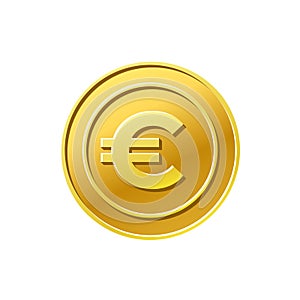 Gold Euro coin icon. Currency exchange. Euro sign