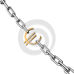 Gold Euro sign on a chrome chain