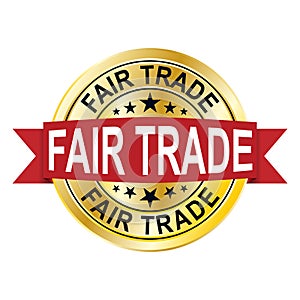 gold fair trade sign mrdal badge on a white background