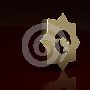 Gold Falling star icon isolated on brown background. Meteoroid, meteorite, comet, asteroid, star icon. Minimalism