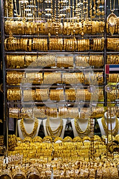 Gold on the famous Golden souk in Dubai