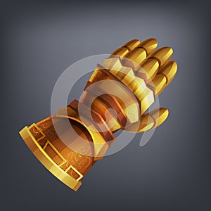 Gold fantasy armor hand glove for game or cards.