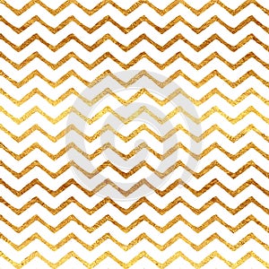 Gold Faux Foil Chevron Metallic Pattern