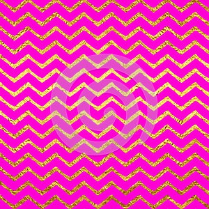 Gold Faux Foil Chevrons Metallic Hot Pink Magenta Background photo