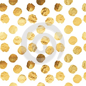 Gold Faux Foil Metallic Dots White Background Pattern