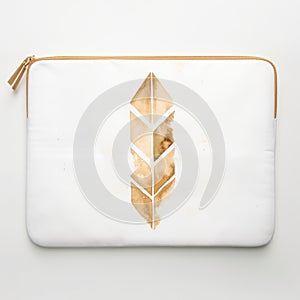 Gold Feather Laptop Sleeve With Watercolor Design