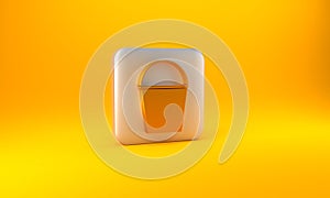 Gold Fire bucket icon isolated on yellow background. Metal bucket empty or with water for fire fighting. Silver square