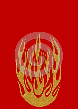 Gold fire flame red background