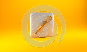 Gold Fire shovel icon isolated on yellow background. Fire protection equipment. Equipment for firefighter. Silver square