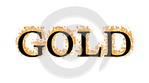 Gold fire text effect white isolated background