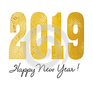 Gold firework pattern 2019 happy new year graphic