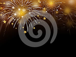 Gold fireworks background