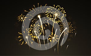 Gold fireworks vector template for banner