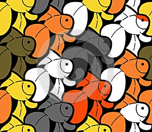 Gold fish, background in Escher style