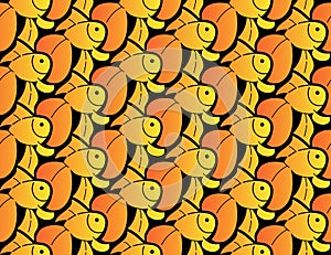 Gold fish, background in Escher style