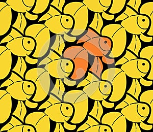 Gold fish, background in Escher style