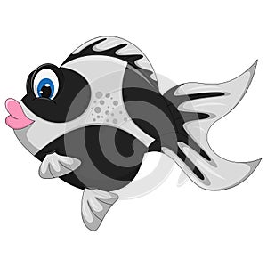 Gold fish black color with pink lips cartoon vector illustration