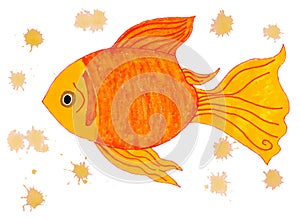Gold fish handmade drawing art