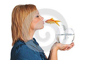 Gold Fish Jumping and Kissing girl