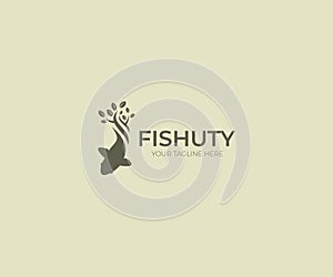 Gold Fish Logo Template. Sealife Vector Design