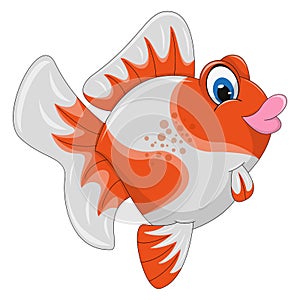Gold fish orange color with pink color cartoon vector illustration