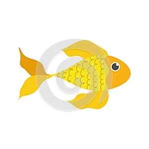 Gold fish pet cartoon isolated white background design