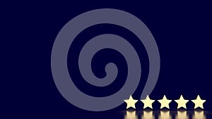 The gold five star on blue background 3d rendering