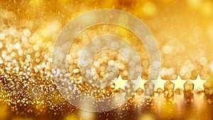 The gold five star on bokeh background 3d rendering