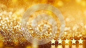The gold five star on bokeh background 3d rendering