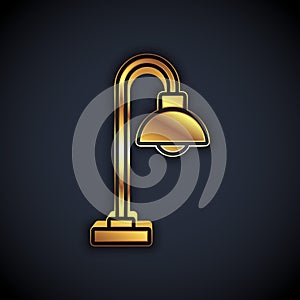 Gold Floor lamp icon isolated on black background. Vector