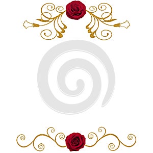 GOLD FLORAL ELEMENTS RED ROSES