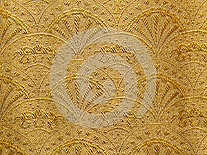 Gold floral ornament brocade textile pattern