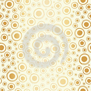 Gold foil circles seamless vector pattern background. Modern stylish dots metallic backdrop. Elegant champagne bubble