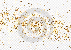 Gold foil confetti isolated on a transparent white background. Festive background. Vector illustration