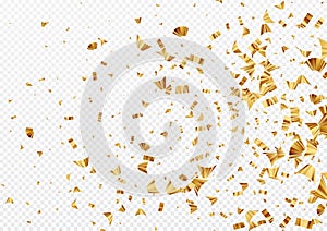 Gold foil confetti isolated on a transparent white background. Festive background. Vector illustration