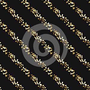 Gold foil glitter line stripes seamless pattern.