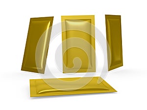 Gold foil heat sealed packet with clipping path