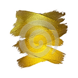 Gold Foil Illustration. Watercolor Texture Paint Stain Abstract Shining Brush Stroke for you Amazing Design Project. White