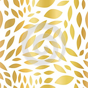 Gold foil seamless vector background abstract biconvex shapes. Golden background pattern. Convex scattered shapes. Elegant,