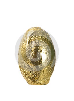 Gold foil wrapped chocolate Easter egg