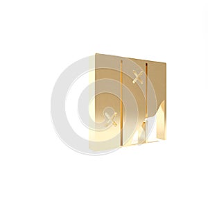 Gold Folded map icon isolated on white background. 3d illustration 3D render