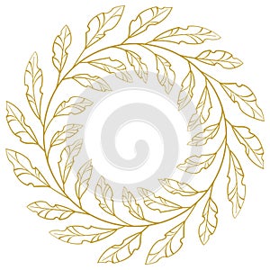 Gold foliate frame; vector round wreath.