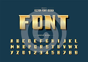 Gold font and bold alphabet vector, Golden modern typeface and letter number design