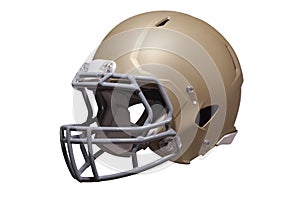 Gold football helmet isolated on white