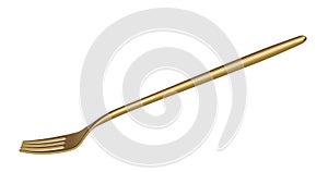 Gold fork isolated on white background. 3D illustration