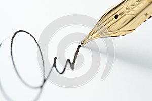 Gold Fountain Pen with Signature