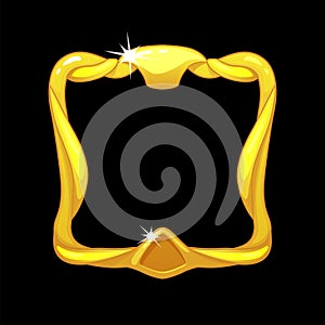 Gold frame avatar, royal square template for ui game.